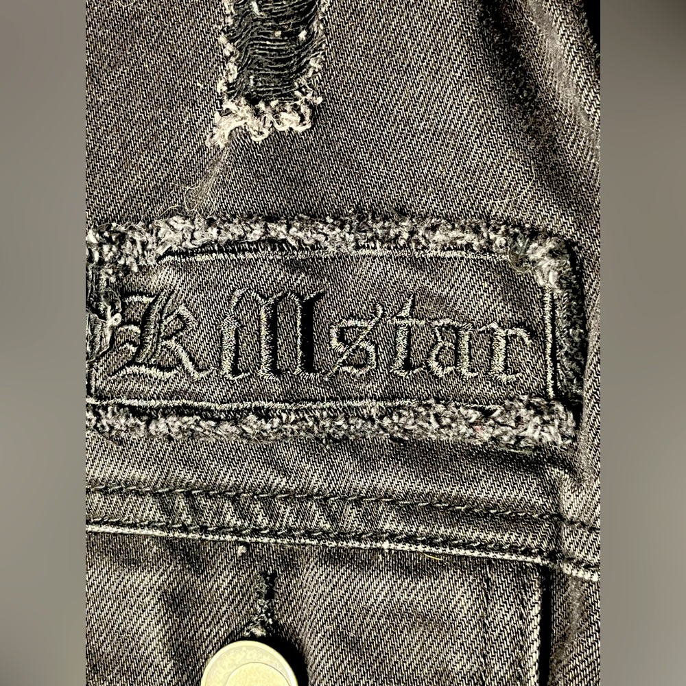 KILLSTAR Black Phased Out Denim Vest Skull Moon Distress Crop Medium (Small) - Picture 5 of 10